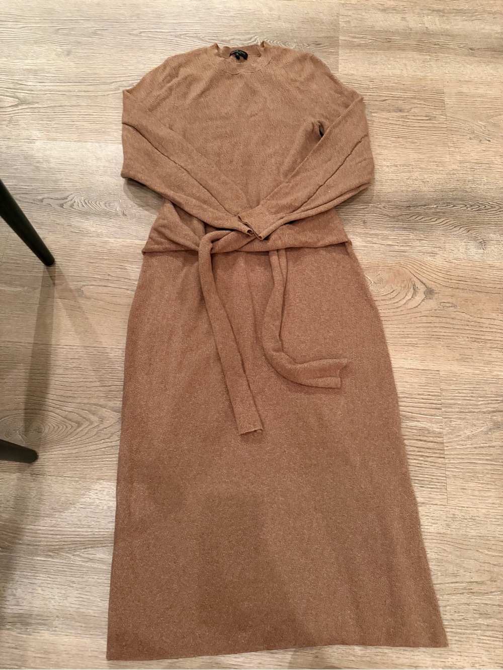 Rag and Bone Belted Long-Sleeve Midi Dress - Brown